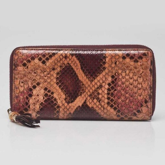 Gucci Multicolor Python Bamboo Tassel Zippy Wallet - Picture 9 of 9